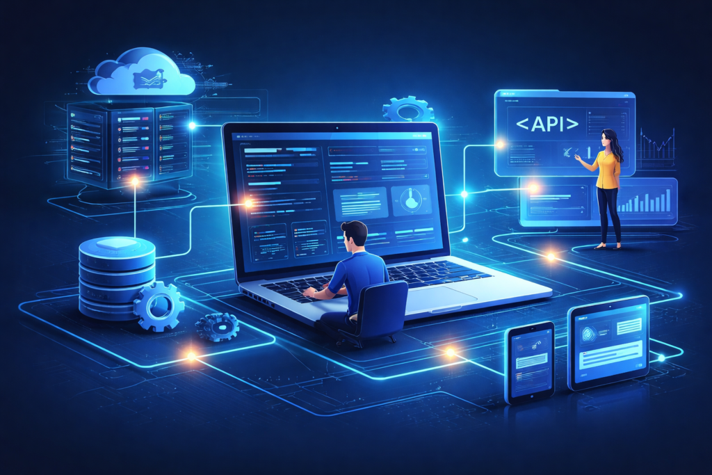 API integration architecture connecting business systems